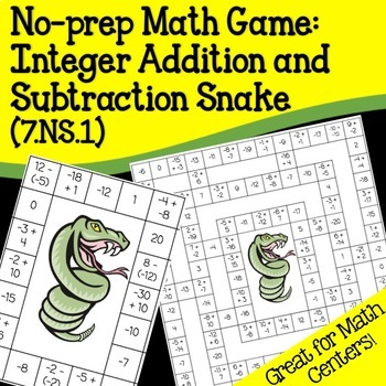 Preview of No Prep Math Game: Integer Addition and Subtraction Snake (7.NS.1)