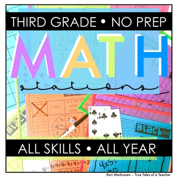 Preview of No Prep Math Stations- 3rd grade