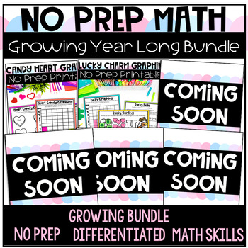 Preview of No Prep Math and Graphing Sheets Year Long Growing Bundle