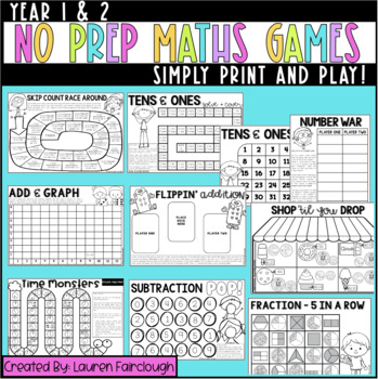 No Prep Maths Games - Year 1 And 2 By Lauren Fairclough | Tpt