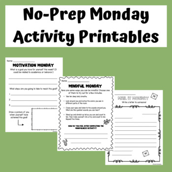 Motivational Mondays Activities Worksheets Teachers Pay Teachers
