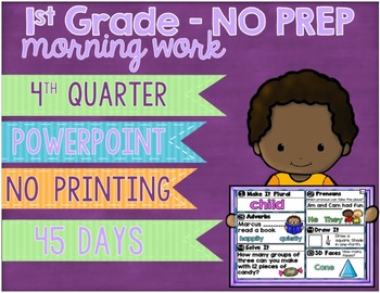 Preview of No Prep Morning Work Powerpoint Presentation - First Grade 4th Quarter