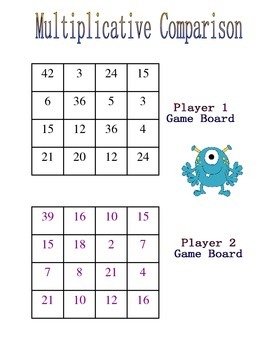 no prep multiplicative comparison game fourth grade math 4oa4