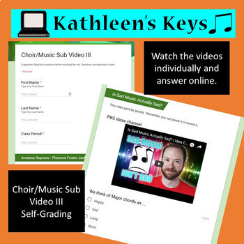 Preview of No Prep - Music/Choir Sub Plan III - High School or Middle School - Self Grading