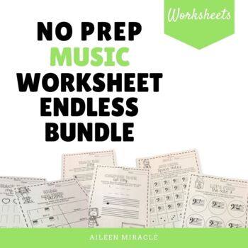 Preview of No Prep Music Worksheet Endless Bundle