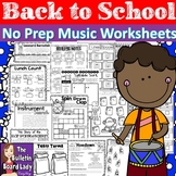 No Prep Music Worksheets - Back to School