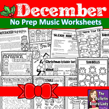 Preview of No Prep Music Worksheets - DECEMBER