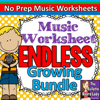 Preview of No Prep Music Worksheets Growing ENDLESS Bundle