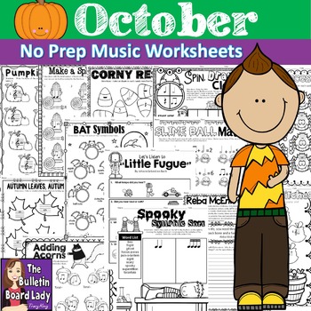 Preview of No Prep Music Worksheets - OCTOBER