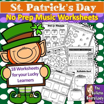 Preview of No Prep Music Worksheets - St. Patrick's Day