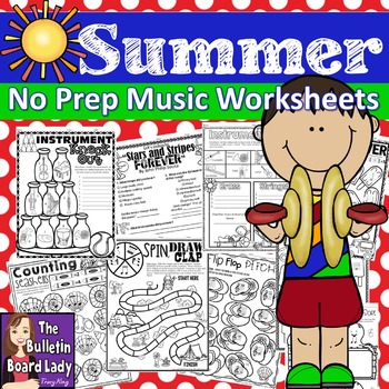 Preview of No Prep Music Worksheets for Summer