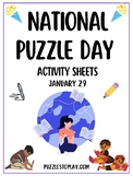 No Prep! National Puzzle Day Worksheet Activity Packet Jan