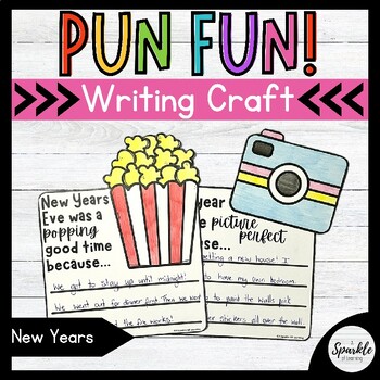 Preview of No Prep New Years Writing Prompts (Craft) | New Years Pun Writing Craftivity