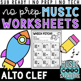 No-Prep, No-Tech, Sub-Ready Music Worksheets - Alto Clef {