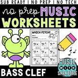 No-Prep, No-Tech, Sub-Ready Music Worksheets - Bass Clef {