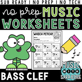 No-Prep, No-Tech, Sub-Ready Music Worksheets - Bass Clef {