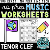 No-Prep, No-Tech, Sub-Ready Music Worksheets - Tenor Clef 