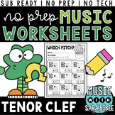 No-Prep, No-Tech, Sub-Ready Music Worksheets - Tenor Clef 