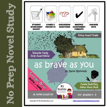 Preview of No Prep Novel Study: As Brave As You by Jason Reynolds (Print + DIGITAL)