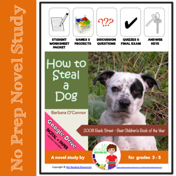 Preview of No Prep Novel Study: How to Steal a Dog (Print + DIGITAL)