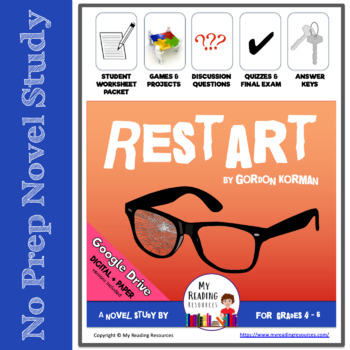 Preview of Restart by Gordon Korman No Prep Novel Study (Print + DIGITAL)