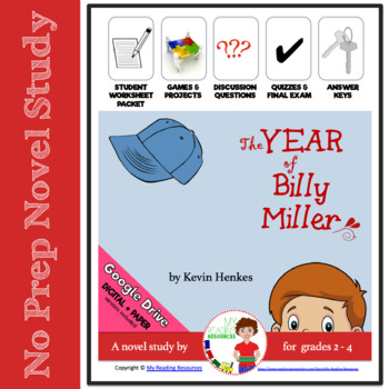 Preview of No Prep Novel Study: The Year of Billy Miller by Kevin Henkes (Print + DIGITAL)
