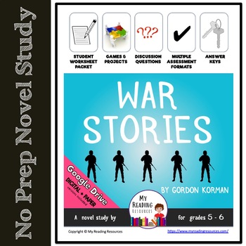 Preview of No Prep Novel Study: War Stories by Gordon Korman (Print + DIGITAL)