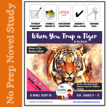 Preview of No Prep Novel Study: When You Trap a Tiger by Tae Keller (Print + DIGITAL)