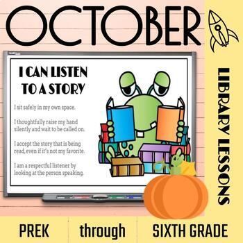 Preview of No-Prep October Library Lessons