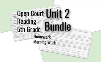 Preview of No Prep! Open Court Reading 5th Grade Homework/Morning Work Unit 2 