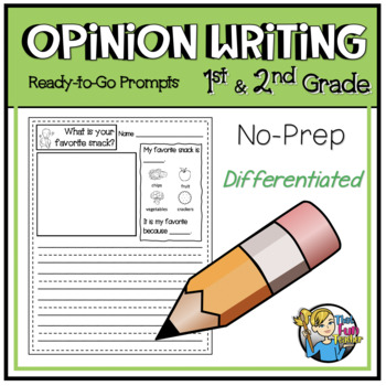 Preview of No-Prep Opinion Writing Prompts - 1st & 2nd Grade