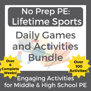 Preview of No Prep PE: Complete Lifetime Sports Games & Activities Bundle Middle & High PE