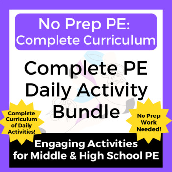 Preview of No Prep PE: Complete PE Curriculum Mega Games & Activity Bundle Middle & High PE