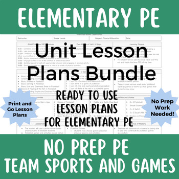 Preview of No Prep PE: Complete Team Games & Sports Lesson Plan Bundle - Elementary PE