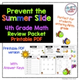No Prep PRINTABLE Fourth Grade Math Skills Review- Prevent