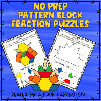 Preview of No Prep Pattern Block Fraction Puzzle