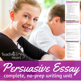 Argumentative /Persuasive Writing Unit for middle school (editable, scaffolded)