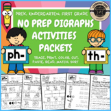 No Prep Ph Th Digraph Worksheets and Activities Packet Pre
