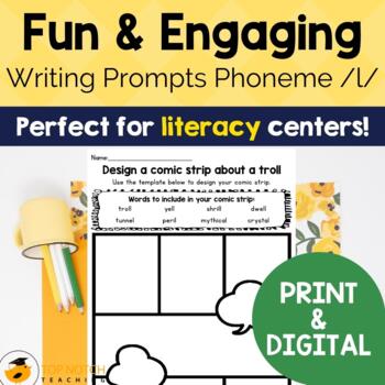 Preview of No Prep Phonics Writing Prompts for L Sound | Print & Digital Writing Activities