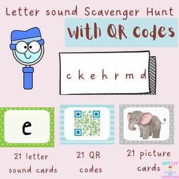 Preview of No Prep Phonics ckehrmd QR code Scavenger Hunt with Visual Organisers Group work
