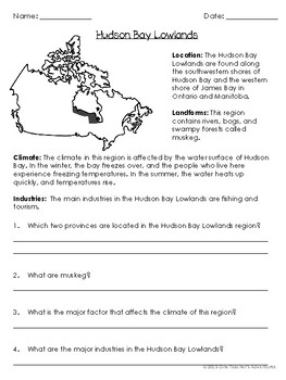 No-Prep Physical Regions of Canada Mini-Unit for Grades 3-5 | TpT