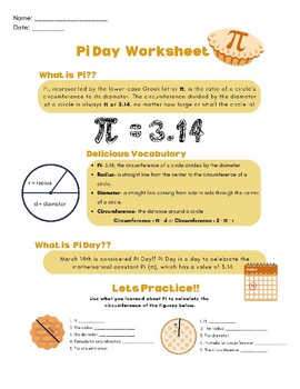 Preview of No Prep: Pi Day Worksheet