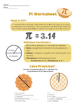 Preview of No Prep: Pi Worksheet