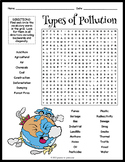 TYPES OF POLLUTION (Air, Water, Plastic) Word Search Puzzl