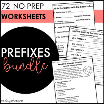 Preview of No Prep Prefixes Worksheets Bundle