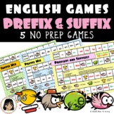 Birds No Prep 2nd Grade Prefix and Suffix Games - un, re, 