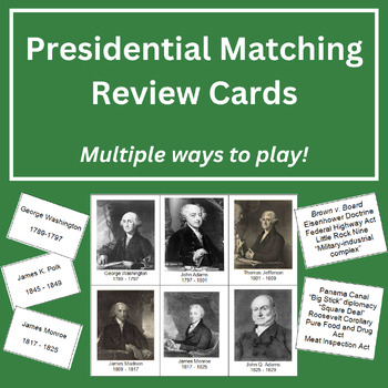 Preview of Presidential Matching Review Cards (Great for AP Test Review!)