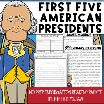 Preview of No Prep Presidents Day Information Passages | Digital Included