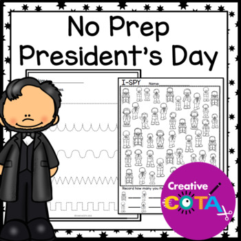 Preview of Occupational Therapy No Prep Presidents' Day Math & Literacy Centers Activities