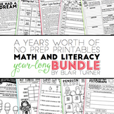 NO PREP Math and Literacy: A Year-Long Bundle of Monthly P
